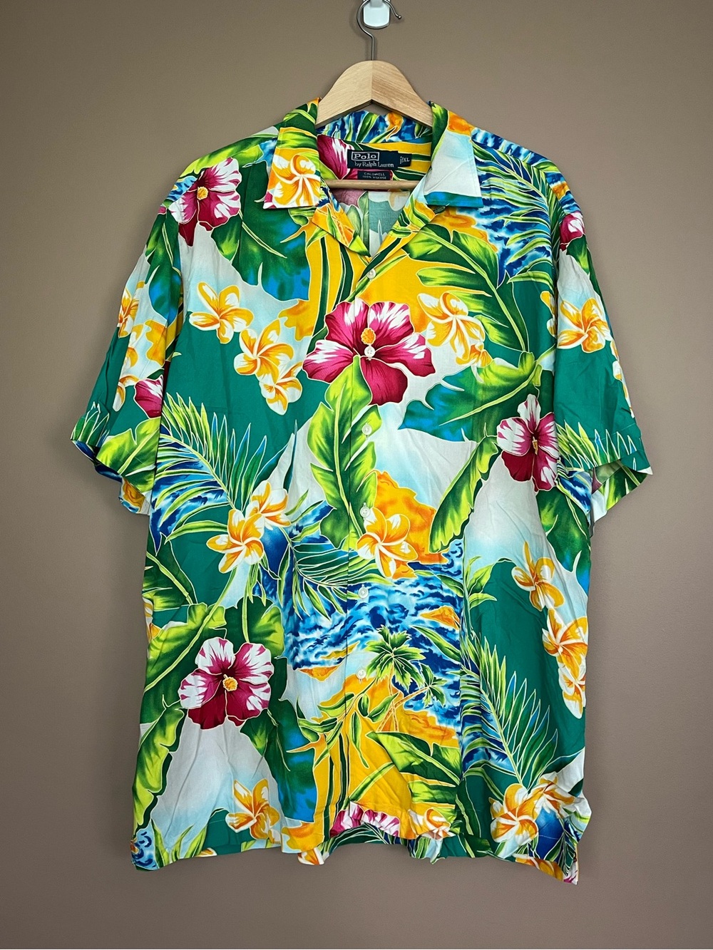 {POLO Ralph Lauren} Vintage 90s Short Sleeve Caldwell Hawaiian Camp Shirt - XL